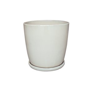 WHITE - 9" EGG POT ATTACHED SAUCER POT (1) (1) (1) (1)