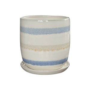 VALKO 5" EGG PLANTER WHITE/LBLUE W/ SAUCER (1)