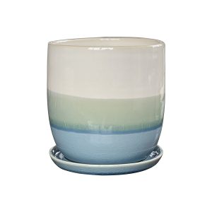 VALKO 6" EGG PLANTER LIGHT BLUE W/ SAUCER (1)