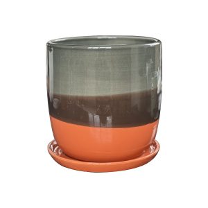 VALKO 5" EGG PLANTER TERRA COTTA W/ SAUCER (1) (1) (1)