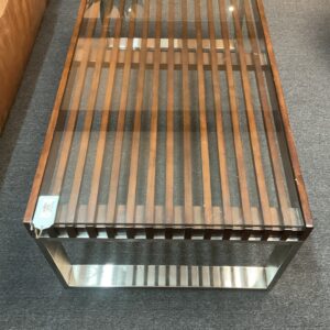 WOOD CHROME SLAT COFFEE TABLE-F8200