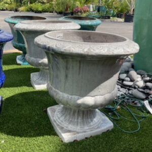 Footed Urn Planter / Anqt. Wht