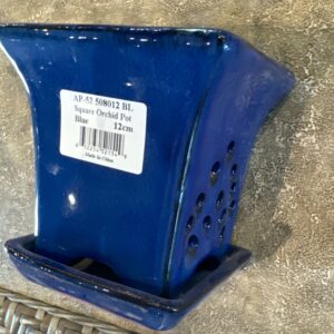 SQUARE ORCHID POT BLUE 12 cm