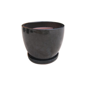 MATT BLACK - 14" JEFFERSON PLANTER ATATCHED SAUCER