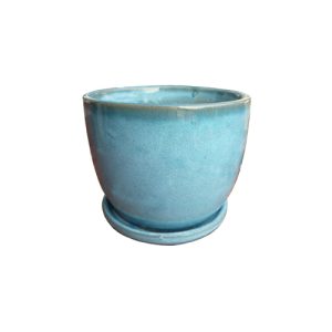 AQUA- 10" JEFFERSON PLANTER ATATCHED SAUCER (1) (1)