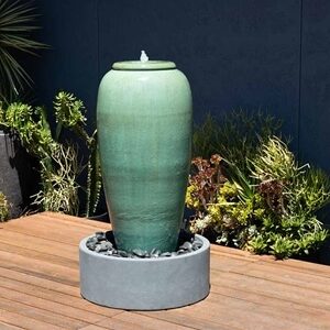 LARGE TALL JAR FOUNTAIN- GREEN STREAM