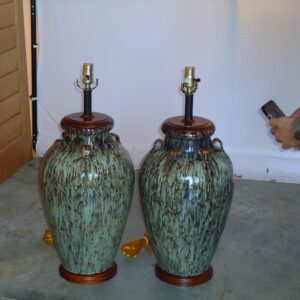 URN LAMPS GREEN GLAZED TERRA COTTA-934207K